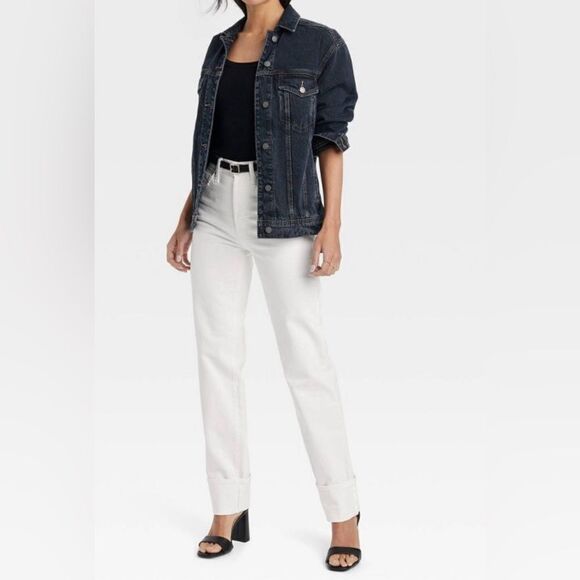 NWT Universal Threads Women’s 90s Straight Leg Denim Jeans - White - Size 6R - Picture 6 of 9